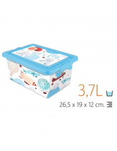 Tradineur  Caja de almacenamiento  Diseño Lets fly  Capacidad de 3,7 Litros  Fabricado en España - Contenedor para almacenar 2
