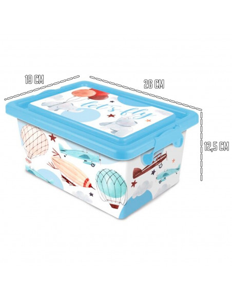 Tradineur  Caja de almacenamiento  Diseño Lets fly  Capacidad de 3,7 Litros  Fabricado en España - Contenedor para almacenar