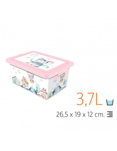 Tradineur  Caja de almacenamiento  Diseño Volar  Capacidad de 3,7 Litros  Fabricado en España - Contenedor para almacenar ju