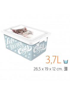 Tradineur  Caja de almacenamiento  Diseño de gatos  Capacidad de 3,7 Litros  Fabricado en España - Contenedor para almacenar 2