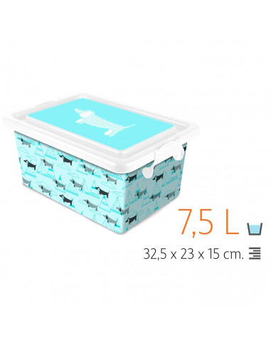Tradineur  Caja de almacenamiento  Diseño Perro  Capacidad de 7,5 Litros  Fabricado en España - Contenedor para almacenar ju