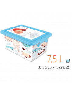 Tradineur  Caja de almacenamiento  Diseño Lets Fly  Capacidad de 7,5 Litros  Fabricado en España - Contenedor para almacenar 2