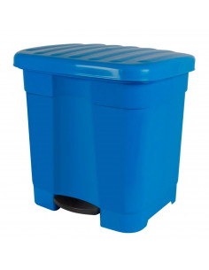 Tradineur - Cubo de basura azul con pedal 46 litros plástico 45,5 x 43,5 x 39 cm. Contenedor de basura, papelera con separador p