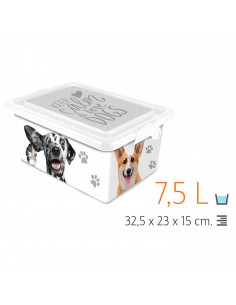Tradineur  Caja de almacenamiento  Diseño Perro Blanco  Capacidad de 7,5 Litros  Fabricado en España - Contenedor para almac 2