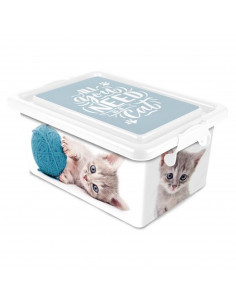 Tradineur  Caja de almacenamiento  Diseño Gatos  Capacidad de 7,5 Litros  Fabricado en España - Contenedor para almacenar ju