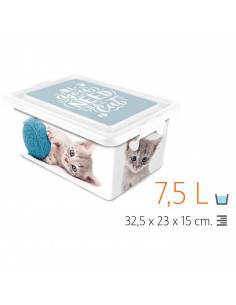 Tradineur  Caja de almacenamiento  Diseño Gatos  Capacidad de 7,5 Litros  Fabricado en España - Contenedor para almacenar ju 2