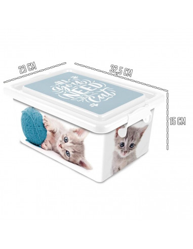 Tradineur  Caja de almacenamiento  Diseño Gatos  Capacidad de 7,5 Litros  Fabricado en España - Contenedor para almacenar ju