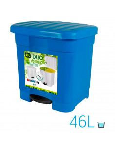 Tradineur - Cubo de basura azul con pedal 46 litros plástico 45,5 x 43,5 x 39 cm. Contenedor de basura, papelera con separador p 2