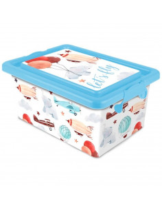 Tradineur  Caja de almacenamiento  Diseño Lets Fly  Capacidad de 13 Litros  Fabricado en España - Contenedor para almacenar