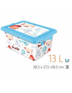 Tradineur  Caja de almacenamiento  Diseño Lets Fly  Capacidad de 13 Litros  Fabricado en España - Contenedor para almacenar 2