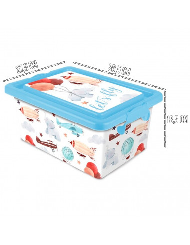 Tradineur  Caja de almacenamiento  Diseño Lets Fly  Capacidad de 13 Litros  Fabricado en España - Contenedor para almacenar
