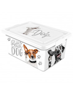 Tradineur  Caja de almacenamiento  Diseño Perro blanco  Capacidad de 13 Litros  Fabricado en España - Contenedor para almace