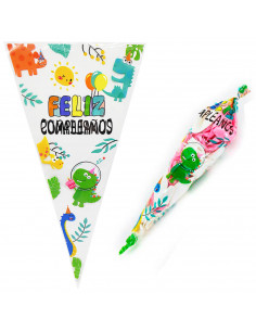 Tradineur - Pack de 10 bolsas de plástico para caramelos "Feliz cumpleaños", incluyen tiras de cierre, bolsas para regalar golos