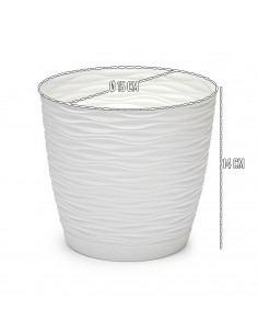 Tradineur - Maceta redonda con plato - Diseño Wind (Ø 15 cm) - Fabricado en plástico - Ideal para jardín exterior, terraza o bal 2