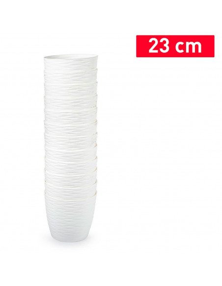 Tradineur - Maceta redonda con plato - Diseño Wind (Ø 23 cm) - Fabricado en plástico - Ideal para jardín exterior, terraza o bal