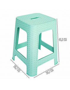Tradineur - Taburete de plástico con asa Rattan, asiento de 28 x 28 cm, imitación de mimbre, banqueta multiusos, cocina, salón ( 2