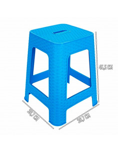Tradineur - Taburete de plástico con asa Rattan, asiento de 28 x 28 cm, imitación de mimbre, banqueta multiusos, cocina, salón ( 2