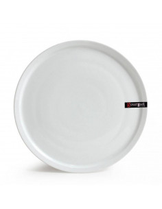 Plato de pizza redondo de color blanco, de 30 cm de diámetro y 2,5 cm de alto. Recipiente de cerámica para servir comida, especi