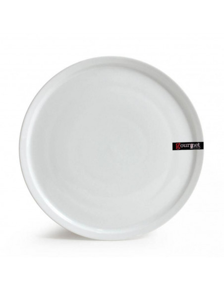 Plato de pizza redondo de color blanco, de 30 cm de diámetro y 2,5 cm de alto. Recipiente de cerámica para servir comida, especi