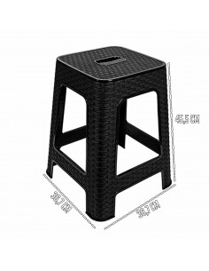 Tradineur - Taburete de plástico con asa Rattan, asiento de 28 x 28 cm, imitación de mimbre, banqueta multiusos, cocina, salón ( 2