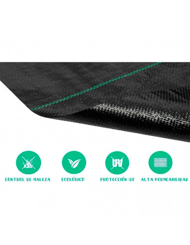 Tradineur - Malla antihierbas, tela protectora contra malas hierbas en rollo, permeable, resistente al desgaste y desgarro, cont