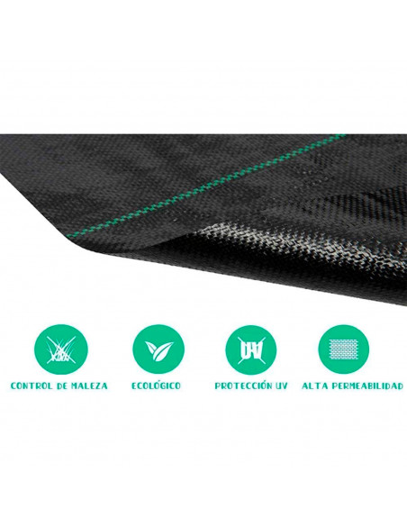 Tradineur - Malla antihierbas, tela protectora contra malas hierbas en rollo, permeable, resistente al desgaste y desgarro, cont