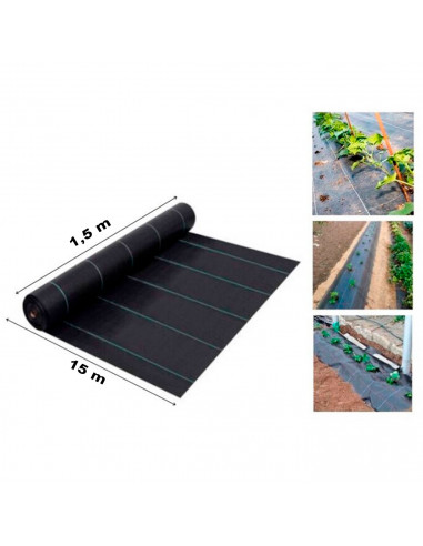Tradineur - Malla antihierbas, tela protectora contra malas hierbas en rollo, permeable, resistente al desgaste y desgarro, cont