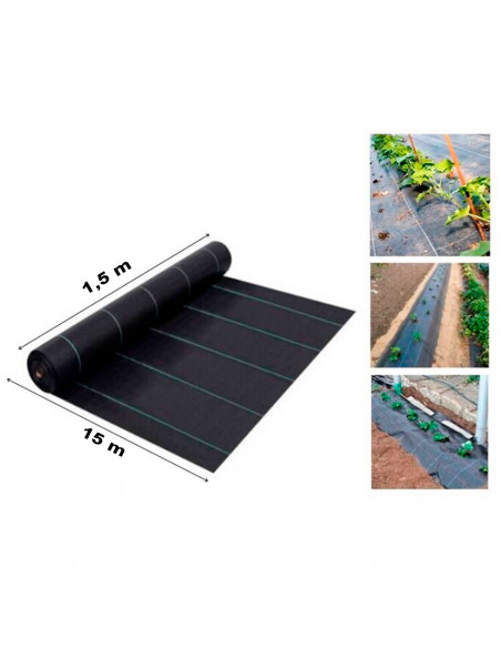 Tradineur - Malla antihierbas, tela protectora contra malas hierbas en rollo, permeable, resistente al desgaste y desgarro, cont