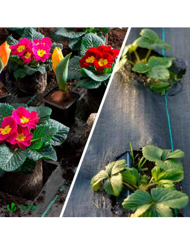 Tradineur - Malla antihierbas, tela protectora contra malas hierbas en rollo, permeable, resistente al desgaste y desgarro, cont