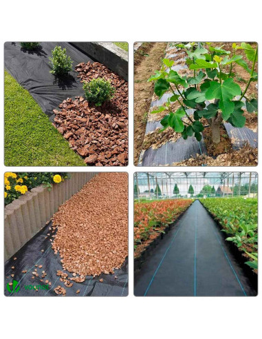 Tradineur - Malla antihierbas, tela protectora contra malas hierbas en rollo, permeable, resistente al desgaste y desgarro, cont