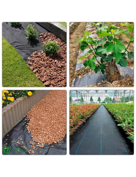 Tradineur - Malla antihierbas, rollo tela protectora contra malas hierbas, permeable, resistente al desgaste y desgarro, contra