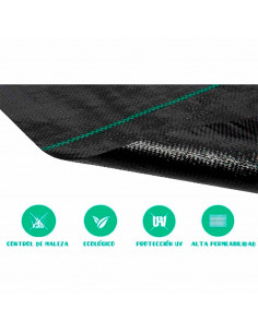 Tradineur - Malla antihierbas, Rollo de Tela Protectora Permeable contra Malas Hierbas, Resistente al Desgaste y desgarro, contr 2