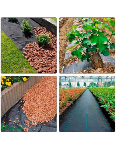 Tradineur - Malla antihierbas, Rollo de Tela Protectora Permeable contra Malas Hierbas, Resistente al Desgaste y desgarro, contr