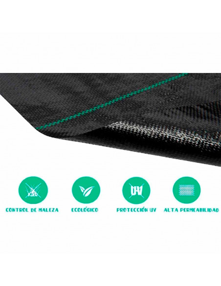 Tradineur - Malla antihierbas, Rollo de Tela Protectora Permeable contra Malas Hierbas, Resistente al Desgaste y desgarro, contr