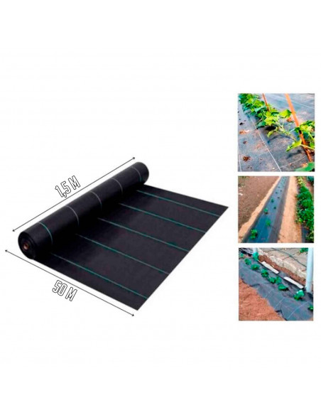 Tradineur - Malla antihierbas, Rollo de Tela Protectora Permeable contra Malas Hierbas, Resistente al Desgaste y desgarro, contr