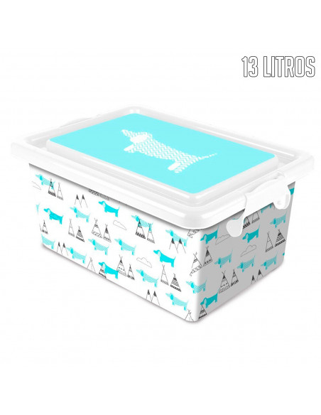 Tradineur  Caja de almacenamiento  Diseño Perro  Capacidad de 13 Litros  Fabricado en España - Contenedor para almacenar jug
