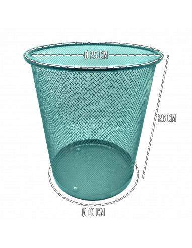 Tradineur - Papelera de rejilla - Fabricado en Metal - Ideal para Oficinas, Habitaciones y Aulas - Ø 26 x 25 cm - Color Gris