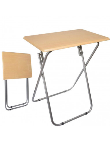Mesa plegable de madera y metal de 71 x 70 x 50 cm. Mesado individual plegable ideal para hogar o como mesa auxiliar en hosteler