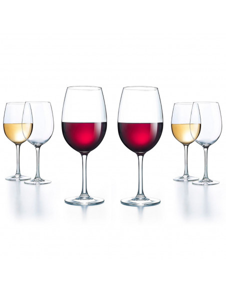 Tradineur - Set de 6 copas de vino de cristal, diseño sofisticado y elegante, aptas para lavavajillas, restaurante, hogar (47 cl