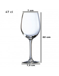 Tradineur - Set de 6 copas de vino de cristal, diseño sofisticado y elegante, aptas para lavavajillas, restaurante, hogar (47 cl 2