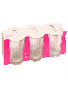 Tradineur - Set de 6 vasos de cristal 205 ml, modelo Lara, 10 x 6.5 cm, vasos clásicos para agua, bebidas, refrescos, zumos, res 2