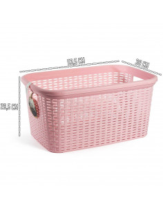 Tradineur - Cesta de plástico "Rattan" con asas, recipiente para la colada, diseño imitación de mimbre, lavandería, hogar, fabri 2