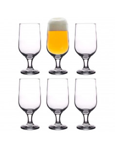 Tradineur - Set de 6 copas de cerveza, cristal, modelo Belek, diseño sofisticado y elegante, aptas para lavavajillas, bar, resta 2