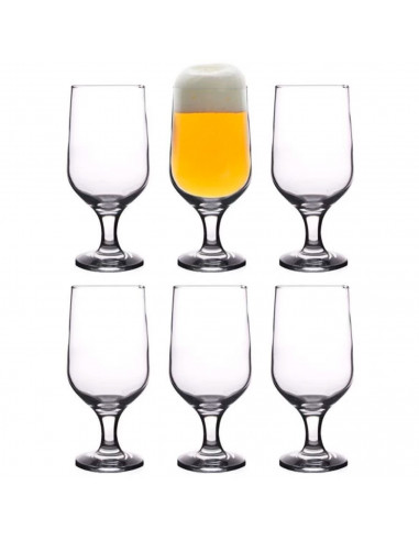 Tradineur - Set de 6 copas de cerveza, cristal, modelo Belek, diseño sofisticado y elegante, aptas para lavavajillas, bar, resta