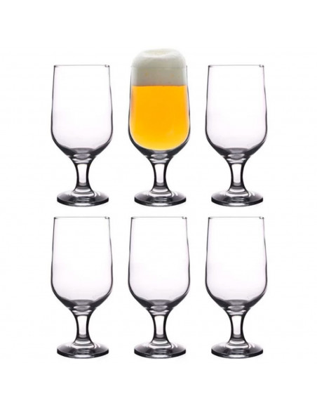 Tradineur - Set de 6 copas de cerveza, cristal, modelo Belek, diseño sofisticado y elegante, aptas para lavavajillas, bar, resta
