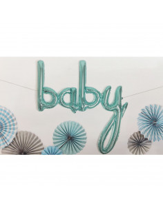 Tradineur - Guirnalda de globo metalizada Baby, incluye inflador y cinta de 3 m, decoración de cumpleaños, bautizos, Baby Shower 2