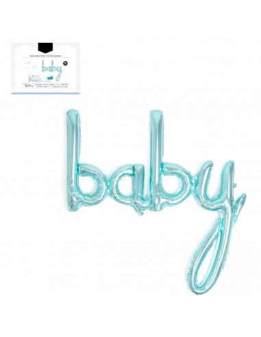 Tradineur - Guirnalda de globo metalizada Baby, incluye inflador y cinta de 3 m, decoración de cumpleaños, bautizos, Baby Shower