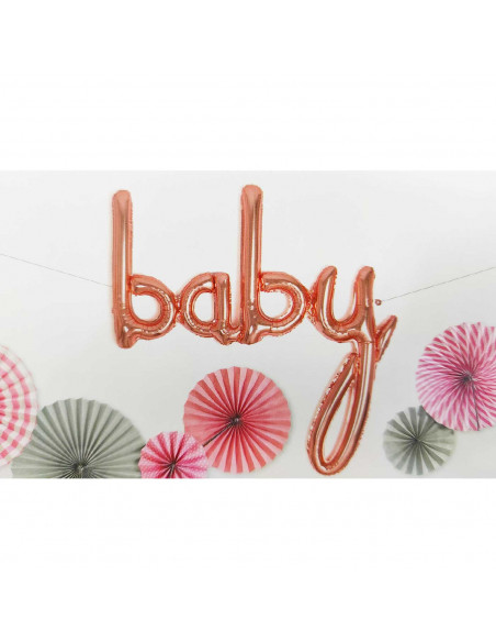 Tradineur - Guirnalda de globo Baby metalizada, incluye inflador y cinta de 3 m, decoración de cumpleaños, bautizos, Baby Shower