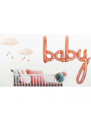 Tradineur - Guirnalda de globo Baby metalizada, incluye inflador y cinta de 3 m, decoración de cumpleaños, bautizos, Baby Shower