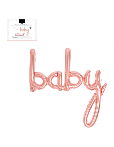 Tradineur - Guirnalda de globo Baby metalizada, incluye inflador y cinta de 3 m, decoración de cumpleaños, bautizos, Baby Shower